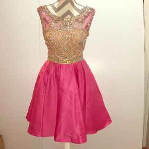 Custom Barbie Pink Rhinestone cocktail dress..